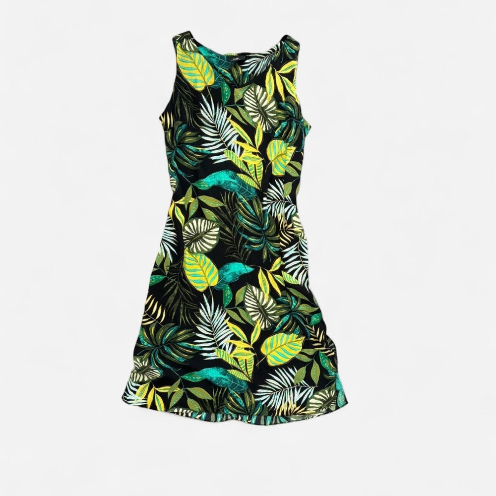 Tropical Leaf Print Midi Dress